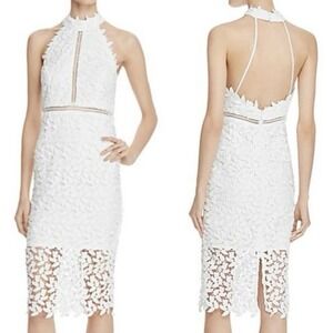 Bardot Womens White Lace Crochet Dress Size 8‎ New Bridal Halter Wedding $119